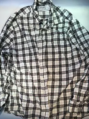 Mens Honors Plaid White/Black Flannel Cotton Button Down Shirt Large • $28.40