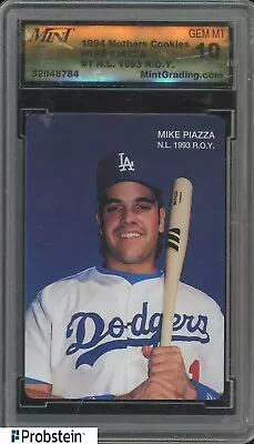 1994 Mothers Cookies #1 Mike Piazza Los Angeles Dodgers MGS 10 GEM MINT • $3.25