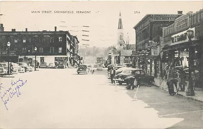 Springfield VT * Main Street 1955  W.T. Grant   Old Cars  • $10.24