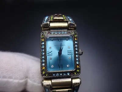 Heidi Daus Watch Art Deco Blue Face Swarovski Crystals Bracelet • $49.99