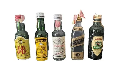 Vintage 5 Assorted Glass Mini Liquor Bottles Airline Miniatures Whiskey EMPTY • $13.50