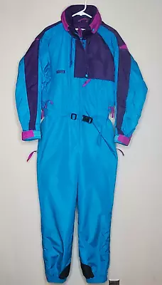 Columbia Women's One Piece Ski Suit Snow Suit Bib Teal XL Vintage 80s 90s • $65