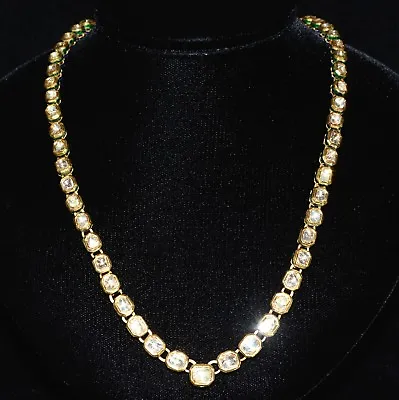 Rare 23kt Gold 11 Carats Diamond Mughal Tennis Chain Necklace Colorful Enamel • $9000