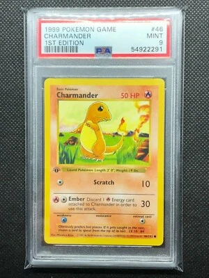 $399.95 • Buy PSA 9 Charmander 1st Edition  Shadowless Base Set - 46/102 Pokemon Card [1999]