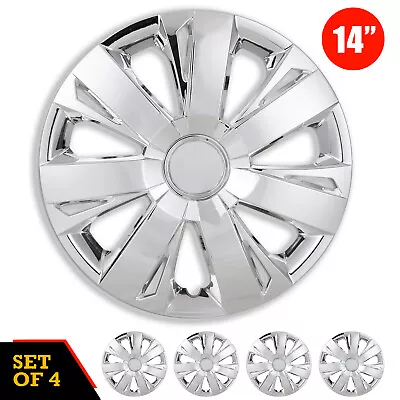 14  Universal Chrome Hubcaps Fit R14 Tire Rim Snap On SUV Wheel Covers Set Of 4 • $43.99