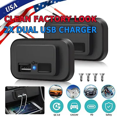 2pcs Dual USB Port Car Fast Charger Socket Power Outlet Panel Mount Waterproof • $9.95