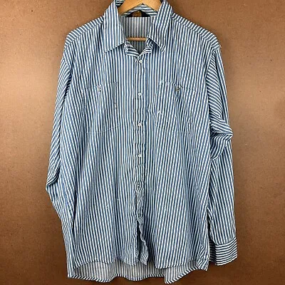 VTG 70s Distressed Protexall Striped Pearl Snap Work Mechanic Shirt 2XL USA • $30