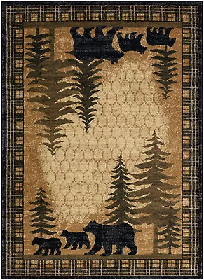 Lodge Cabin Rustic Pine Forest Bear Cubs Area Rug **FREE SHIPPING** • $59.50