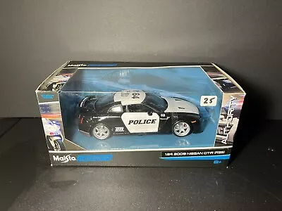 Maisto Design 1:24 2009 Nissan Skyline Gtr R35 Police Black White Diecast 32512 • $15