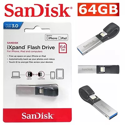 SanDisk IXPand Flash Drive USB 3.0 64GB Genuine Memory For IPhone IPad PC Mac • $55.95