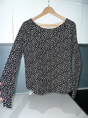 SCOTCH & SODA MAISON SCOTCH Beige Black SPOTS Top Size 14 Approx • £12.99