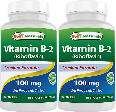 2 Pack Best Naturals Vitamin B2 100 Mg 180 Tablets Vitamin B2  • $22.46