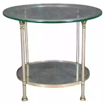 Single Steel And Glass Maison Jansen Round End Table Circa 1950s • $1795