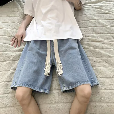 Men Casual Denim Shorts Short Jeans Half Pants Vintage Style Baggy Summer Shorts • $31.89