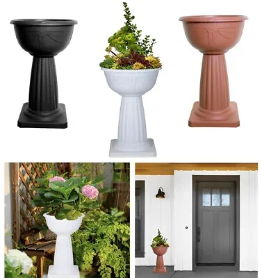 Plastic Tall Pedestal Round Garden Plant Patio Flower Jardiniere Pot Bowl Stand • £32.99