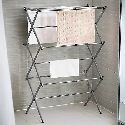 Washing Maiden Folding Clothes Laundry Airer Dryer Towel Rail Horse 3 Tier Rack • £16.99