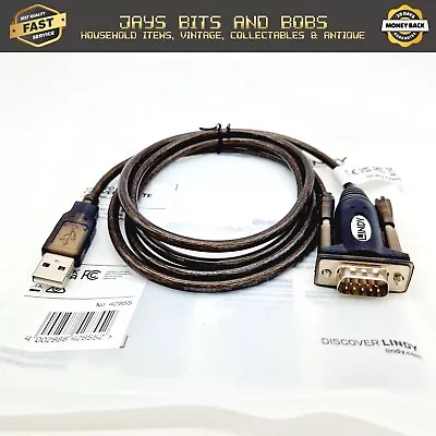 Lindy USB To Serial Converter Lite Cable - A Male / D9 Male 9 Pin RS232 BNIB • £5.99