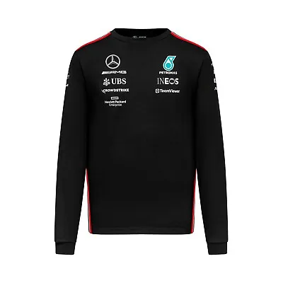 Mercedes AMG Petronas F1 Team Long Sleeve T-Shirt Men's Black 2023 Free UK Ship • £39