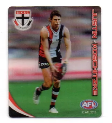 2010 AFL ULTRA 3D FOOTY PLAYS SNACKBRANDS - #63 Justin KOSCHITZKE (ST KILDA) • $5