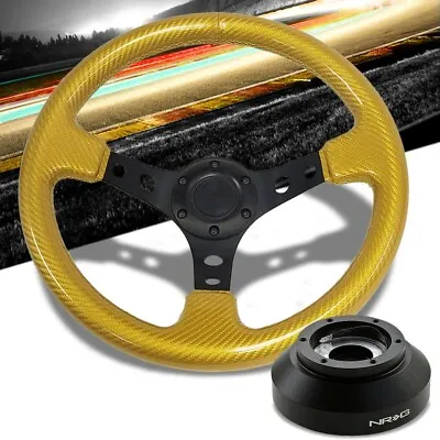 NRG 6Bolt Short Hub Adapter + 3-Spoke Gold Steering Wheel For 87-90 BMW 325i • $189.94