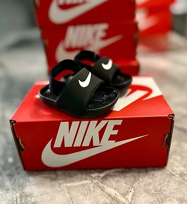 ❤️Brand New Nike Kawa Slides (TD) Crib Toddler Black White UK 2.5 US 3C RRP £22 • £13.99