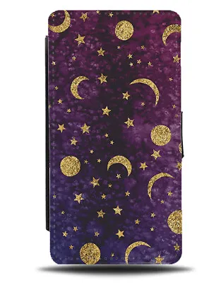 Purple Night Sky Flip Wallet Case Stars Moon Moons Horoscope Astrology Star F964 • £19.99