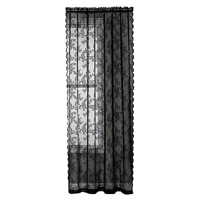 Window Drape Sunscreen Multipurpose Floral Patterned Black Lace Sheer Curtain • $14.45