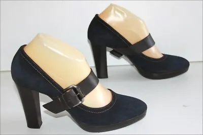 Minelli Court Shoes Flanged Velours Midnight Blue Hauts Heels T 38 Top Condition • $62.91