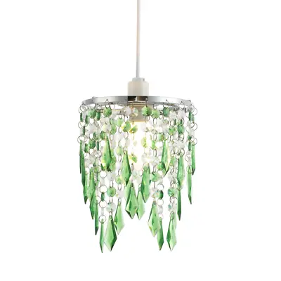 Modern Waterfall Design Pendant Shade With Clear/Emerald Acrylic Drops And Be... • £17.50