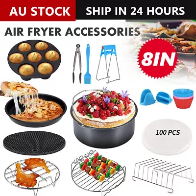 8 Inch Air Fryer Frying Cage Dish Baking Pan Rack Pizza Tray Accessories 120pcs • $32.51