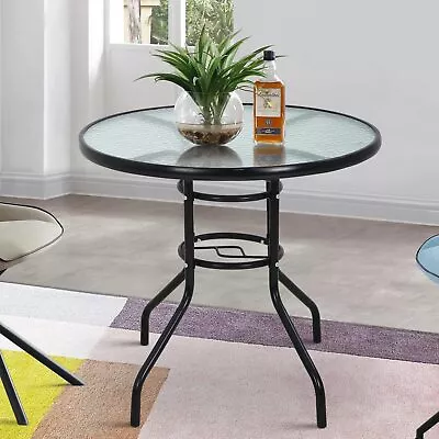 $55.99 • Buy Outdoor Dining Round Patio Bistro Tempered Glass Table Top With Umbrella Hole