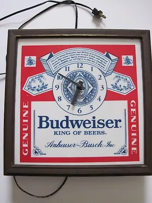 Vintage Budweiser Lighted Clock Bar Sign Pull Light Kribs USA Made Read • $60