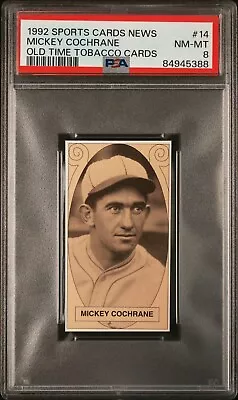 1992 Sports Cards News Tobacco Card #14 MICKEY COCHRANE Athletics PSA 8 • $29.99