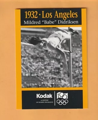 Babe Didrikson Zaharias 1995 Kodak Olympics Card Beaumont Texas 6Q • $5