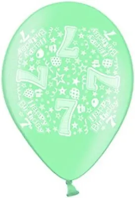 7th BIRTHDAY Latex Balloon In Assorted Colours - Use With Air Or Helium - 10pk • £2.89