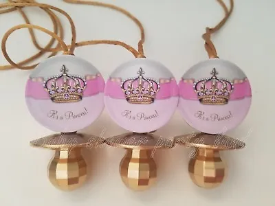 Princess Pacifier Necklace Baby Shower Game Favors 12 PINK GOLD Its A Girl Decor • $16.99