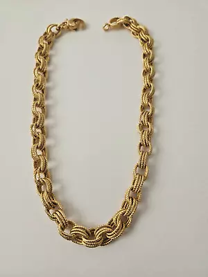 Bronze Milor Italy Bold Gold Multi Textured Oval Triple Link Statement Necklace • $15