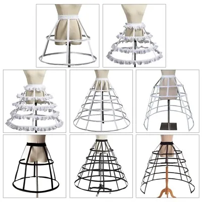 Crinoline Underskirt Petticoat Cage 2/3/4/5 Hoops For Women Girls Hoop Skirt • £15.44