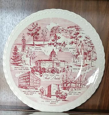 Vernon Kilns Transferware Plate Vtg South Dakota 1931-1958 • $50