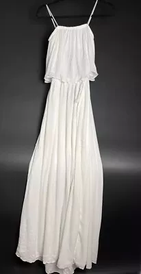 Mustard Seed White  Maxi Dress Small NWT Front Side Slit Open Smocked Back • $30.94