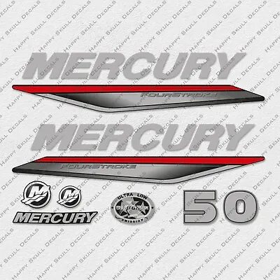 Mercury 50 Hp Four Stroke 2019-2022 RED Outboard Engine Decals Sticker • $53.99