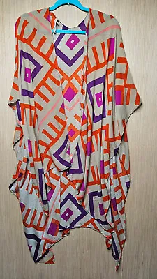 Michael Stars Wrap Top Womens One Size Beige Purple Orange Boho Bandana Scarf • $10.16