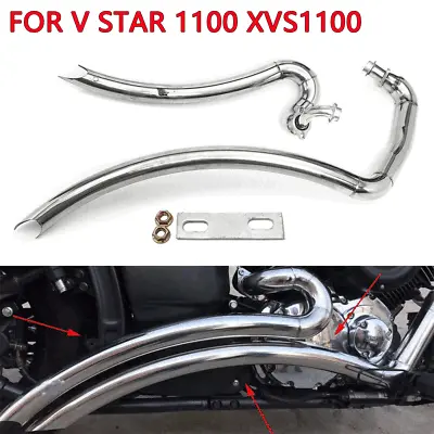 $188 • Buy Shortshots Staggered Exhaust Muffler Pipe For Yamaha V Star 1100 XVS1100 Chrome