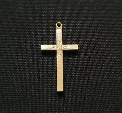 Vintage Mid-Century Yellow Gold Fill Drop Cross Charm Pendant • $20