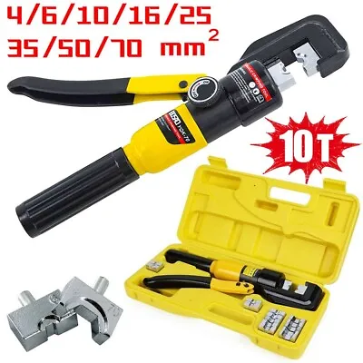 £29.69 • Buy 10 Ton 8 Dies Hydraulic Crimper Crimping Tool Wire Battery Cable Lug Terminal