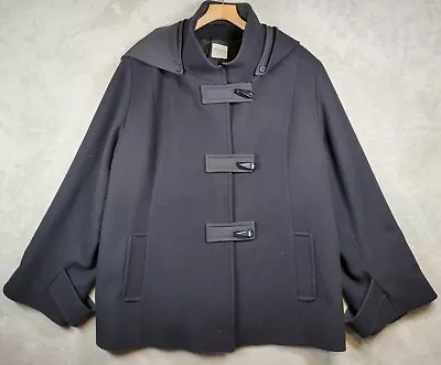 Cinzia Rocca Due Coat Womens Plus Sz 22 Black Wool Blend Lined Hooded Jacket • $94.95