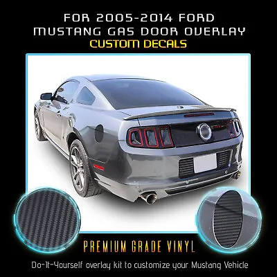 For 2005-2014 Ford Mustang Gas Door Graphic Decal Overlay - Carbon Fiber Vinyl • $9.95