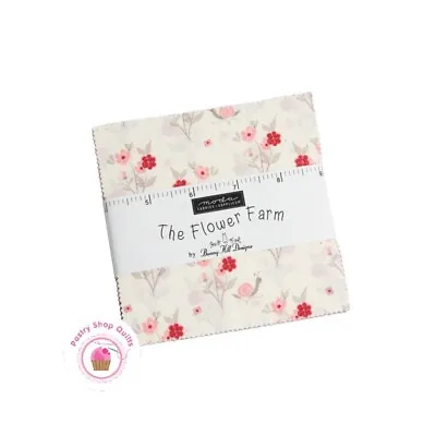 Moda FLOWER FARM Bunny Hill Designs CHARM PACK 42- 5  Squares Reds Pinks • $11.95