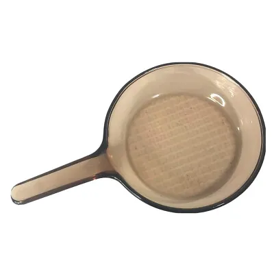 Vintage Visions Corning Amber Glass Cookware 7” Skillet No Lid Waffle Bottom USA • $18.77