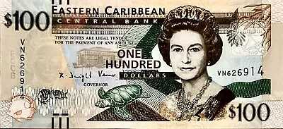 East Caribbean $100 Dollars 2008 P-51a Banknote UNC Queen Elizabeth II PP949 • £129.50